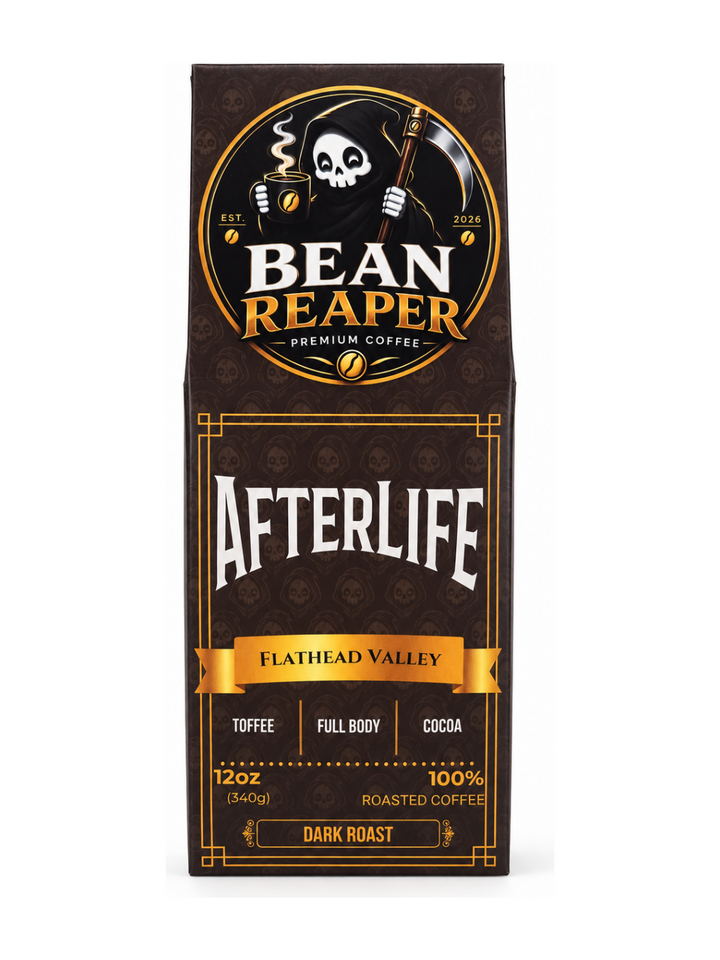 Afterlife — dark roast coffee bag from Bean Reaper, 12 oz, roasted to order