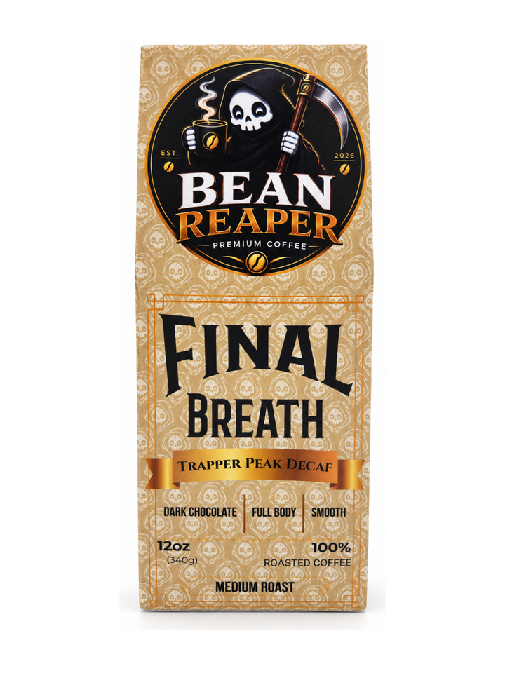 Final Breath — medium roast · decaf coffee bag from Bean Reaper, 12 oz, roasted to order