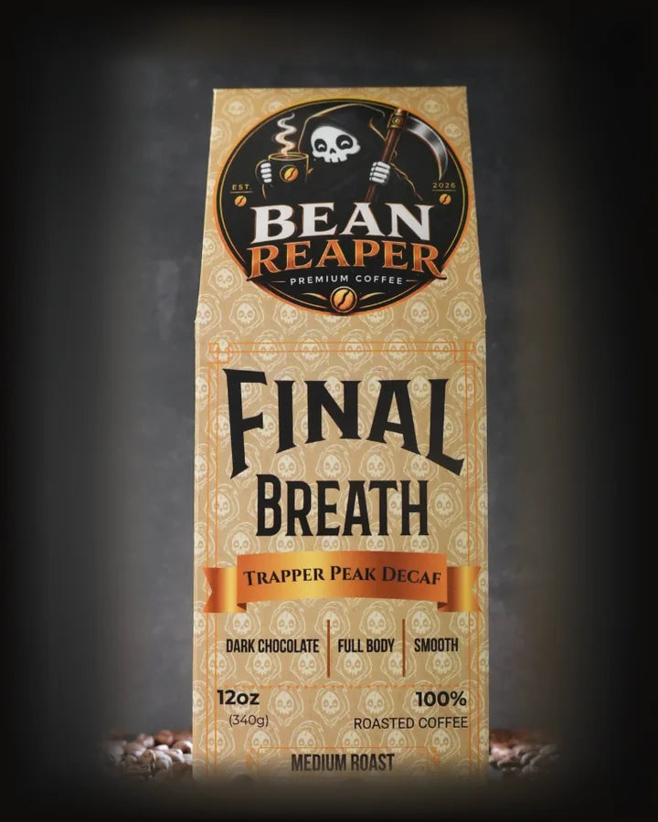 Final Breath — medium roast · decaf coffee bag from Bean Reaper, 12 oz, roasted to order