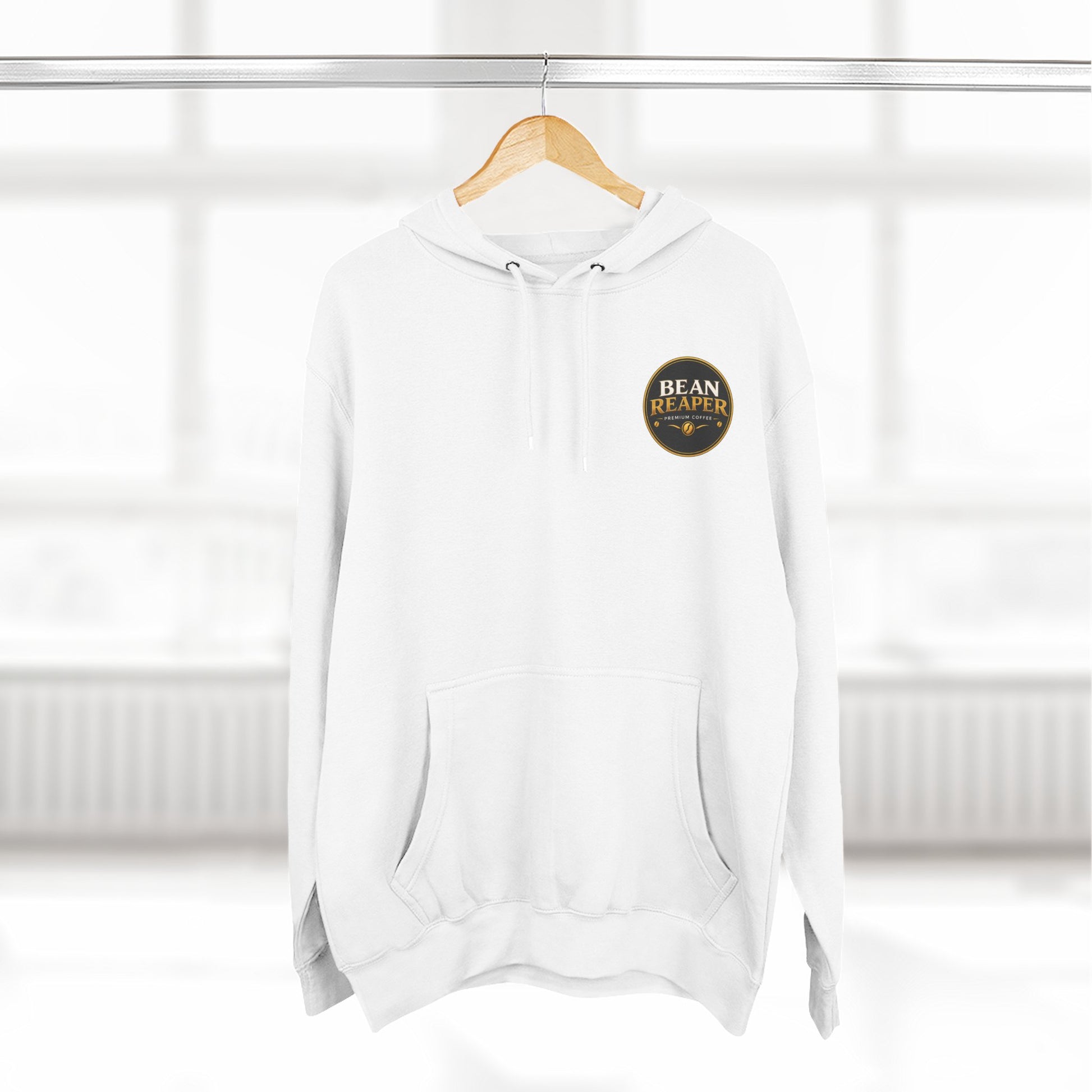 Bean Reaper Hoodie — print detail on heavyweight fleece (additional product image)