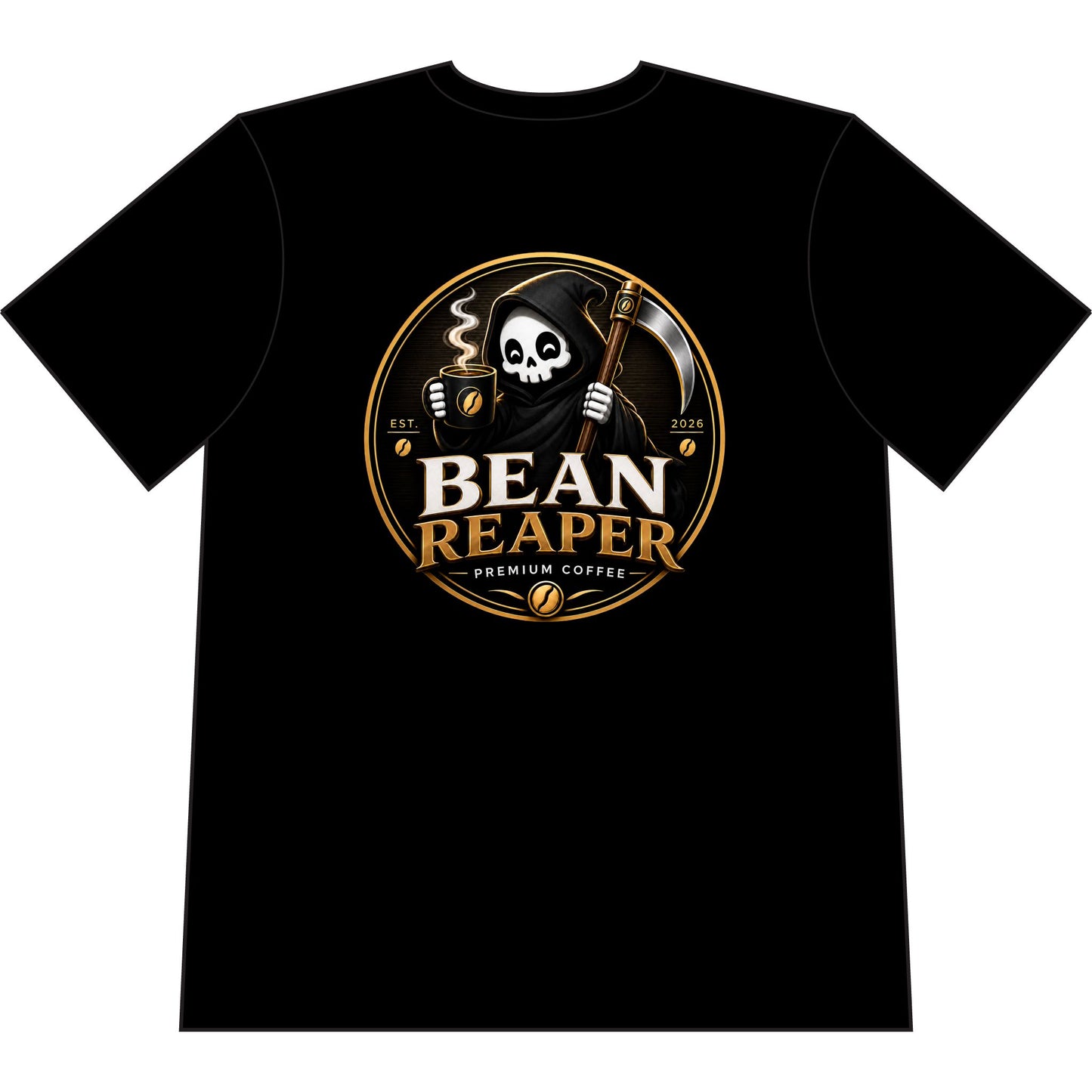 Bean Reaper heavyweight garment-dyed tee, premium USA cotton — detail