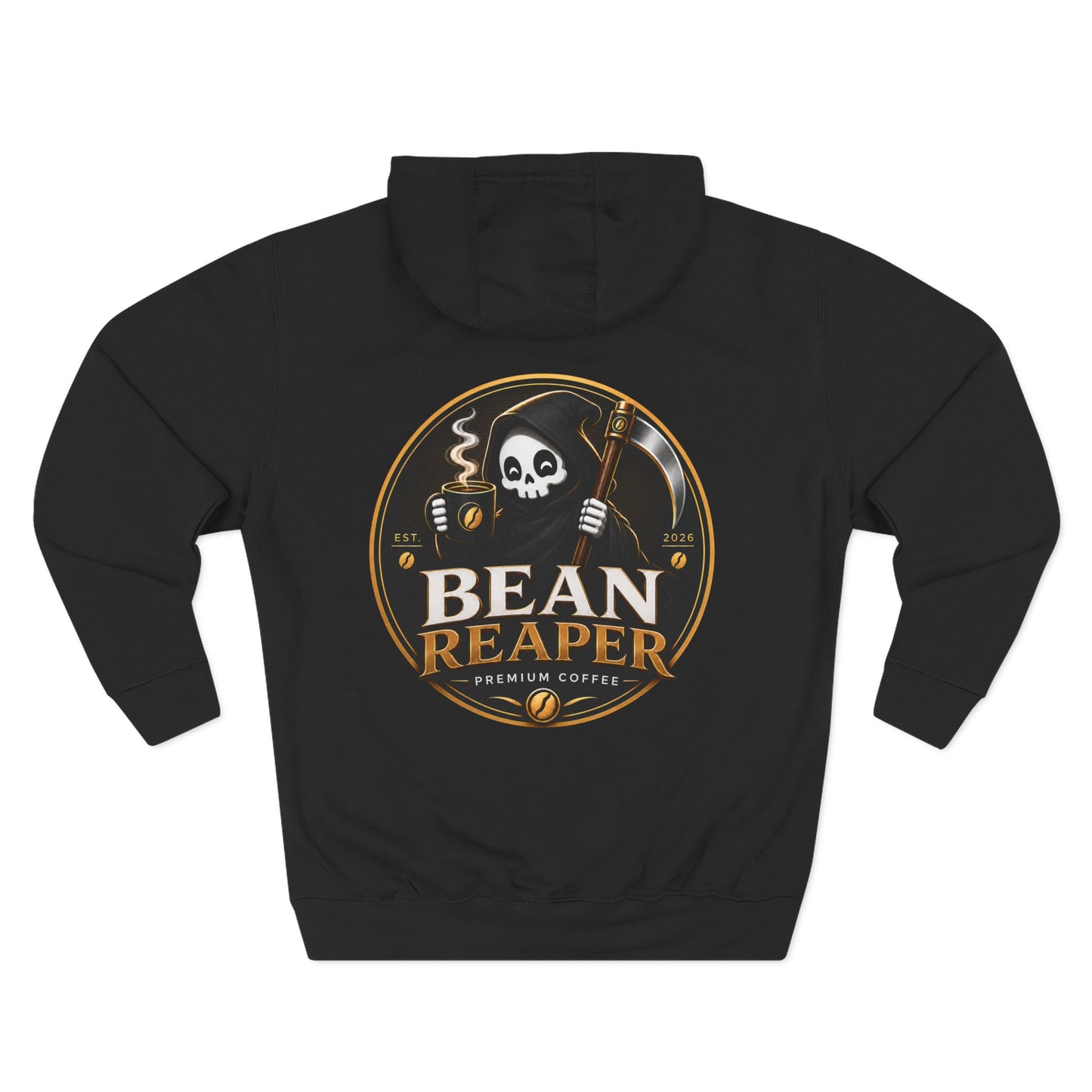 Bean Reaper Hoodie — additional listing image for the coffee lover's fleece pullover