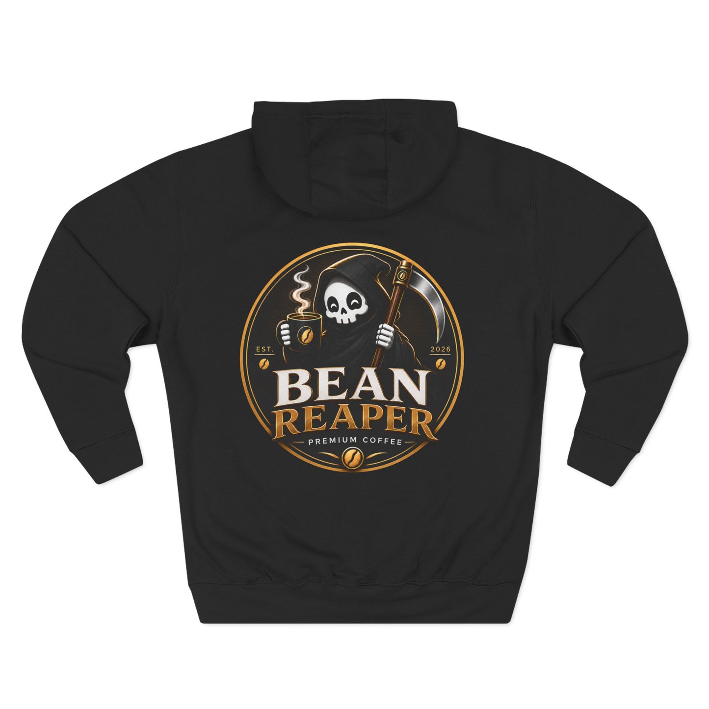 Bean Reaper Hoodie — Coffee Logo Fleece Pullover