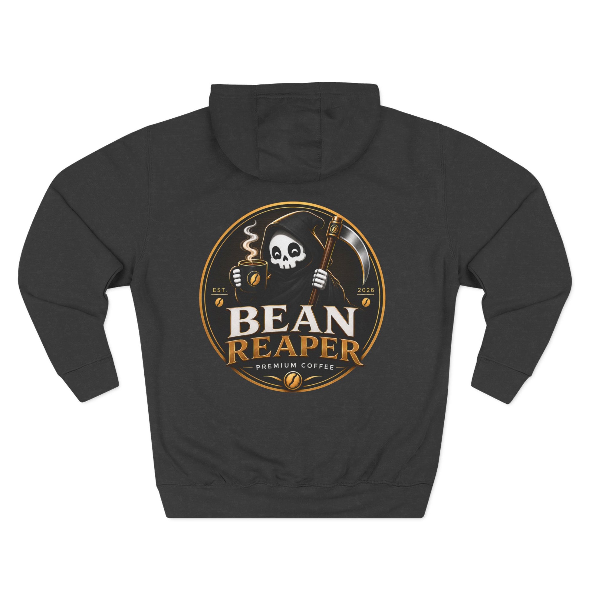 Bean Reaper Hoodie — extra product photo, grim reaper coffee branding (additional image)
