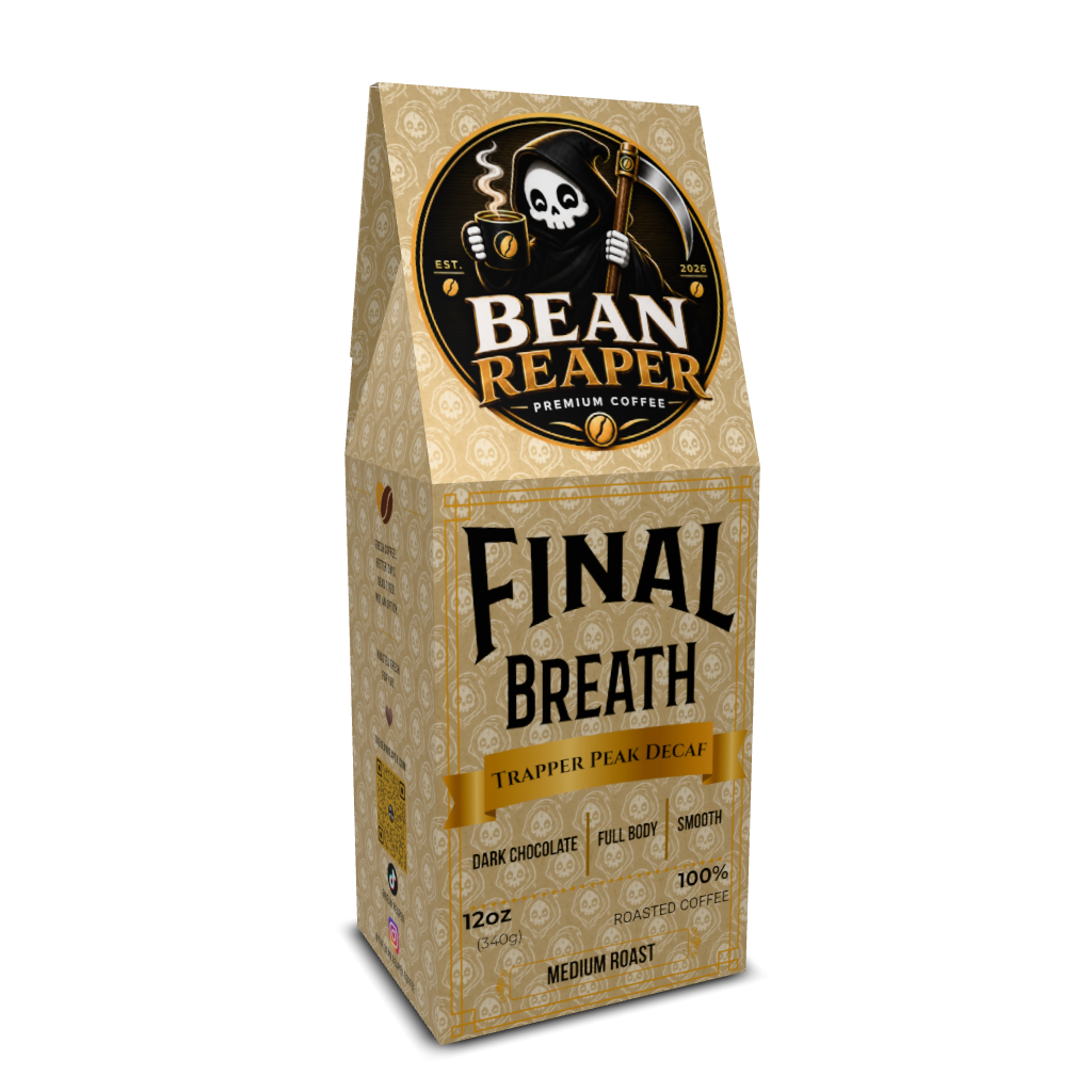 Bean Reaper Final Breath Indonesian decaf coffee bag, medium roast Sumatra Mandheling