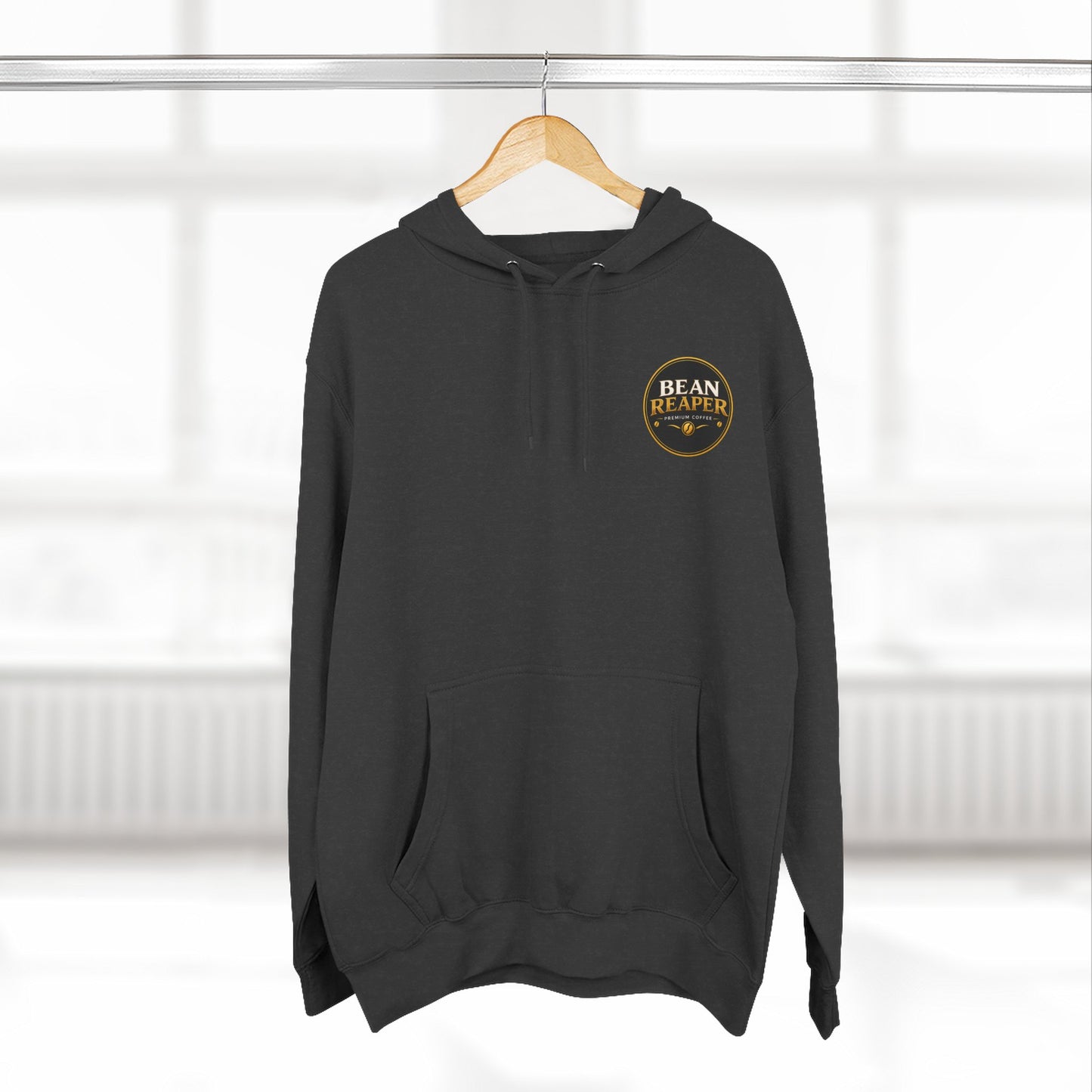Bean Reaper Hoodie — supplementary image of the coffee logo fleece pullover