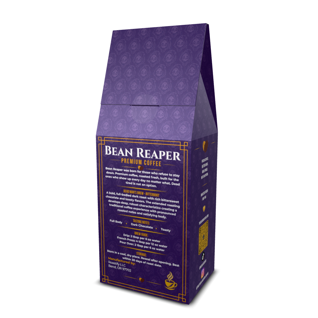 Bean Reaper Dead Man's Brew Brazilian dark roast coffee bag