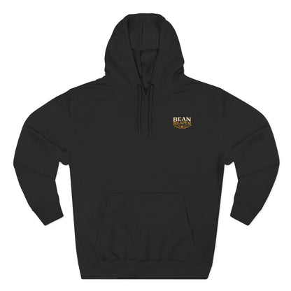 Bean Reaper coffee logo fleece pullover hoodie — detail