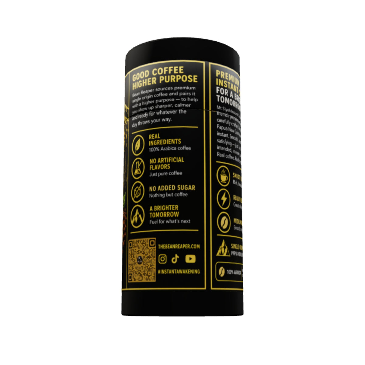 Instant Awakening tube, back panel with ingredients