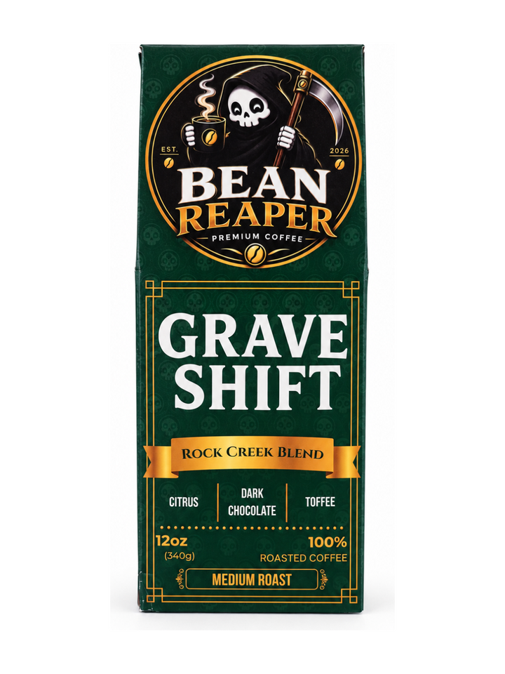 Grave Shift — medium roast coffee bag from Bean Reaper, 12 oz, roasted to order
