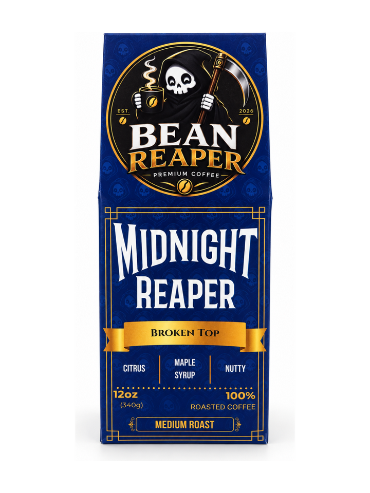 Midnight Reaper — medium roast coffee bag from Bean Reaper, 12 oz, roasted to order