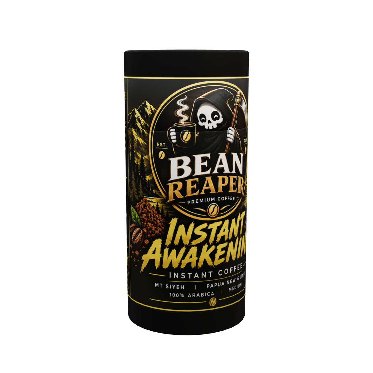 Instant Awakening instant coffee tube, front