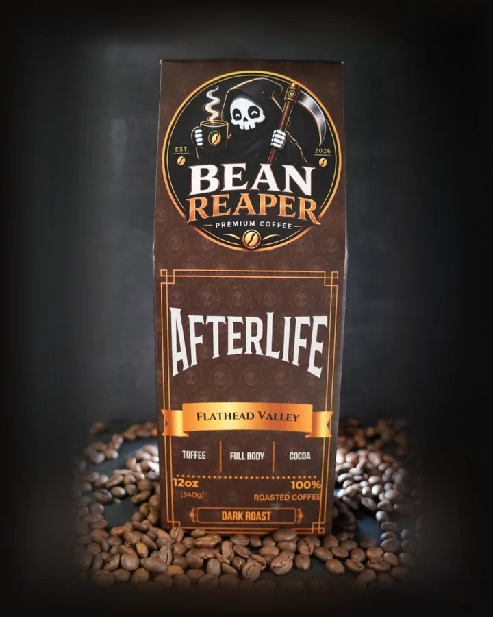 Afterlife — dark roast coffee bag from Bean Reaper, 12 oz, roasted to order