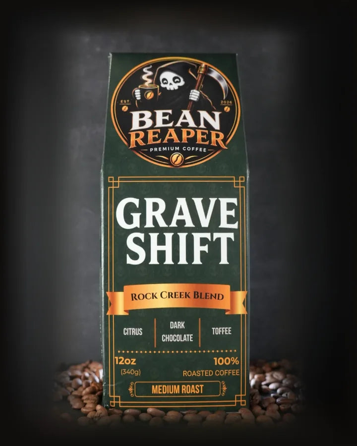 Grave Shift — medium roast coffee bag from Bean Reaper, 12 oz, roasted to order