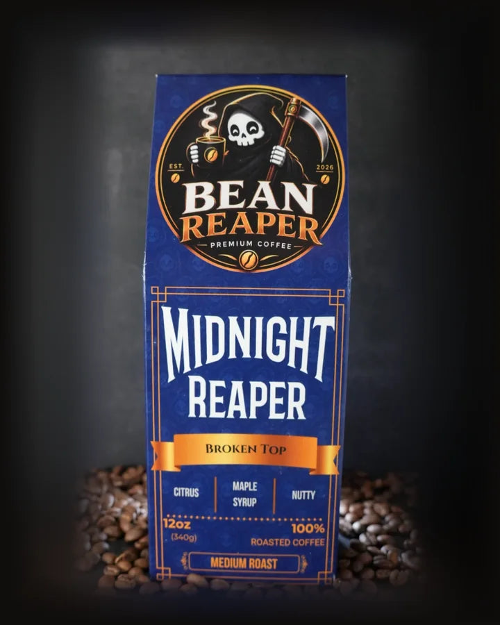 Midnight Reaper — medium roast coffee bag from Bean Reaper, 12 oz, roasted to order